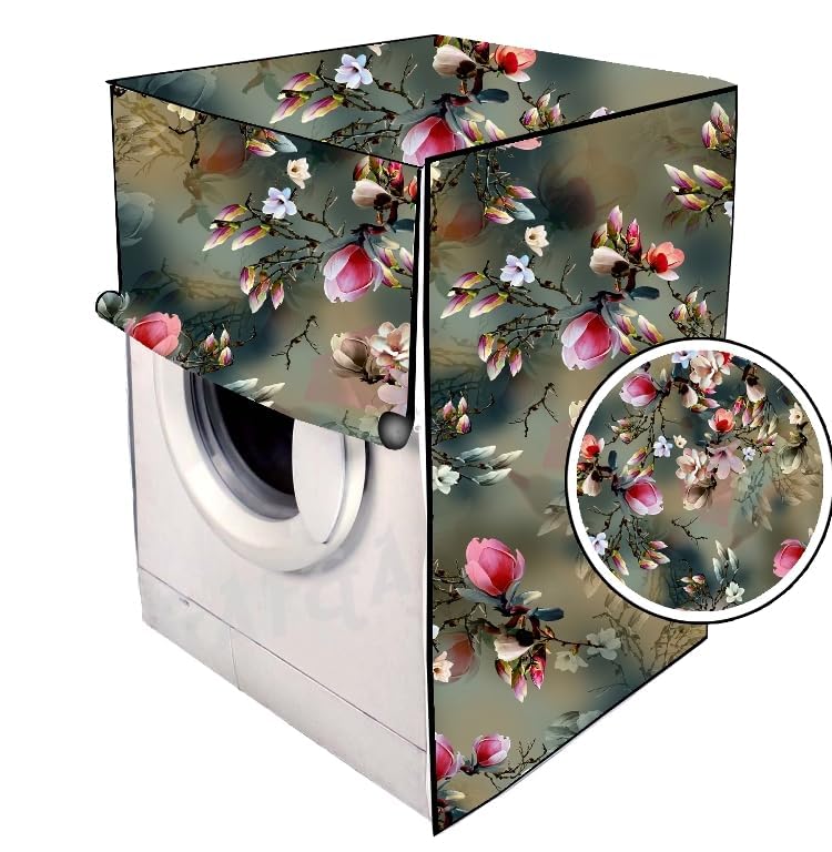 PVC Fully Automatic Front Load Washing Machine Cover Compatible For IFB 7 Kg, 7.5 Kg, 8 Kg, 8.5 Kg, 9 Kg 62 D X 64 W X 86 H CM, Dustproof, Waterproof Cover, Green.