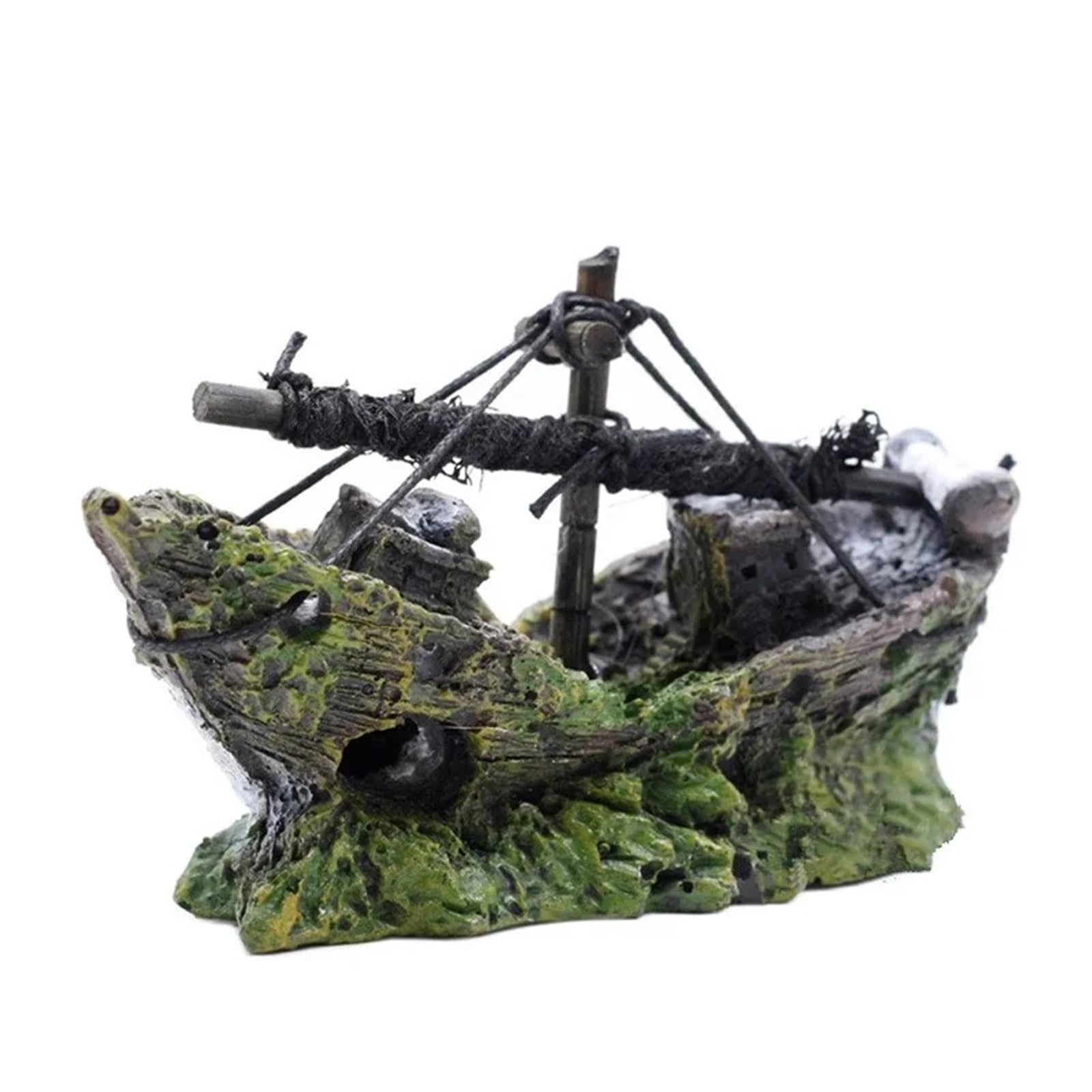 Akwarium dekoracyjne góry, Żywiczna ozdoba do akwarium Zatopiony statek Dekoracja akwarium 13x5x10cm