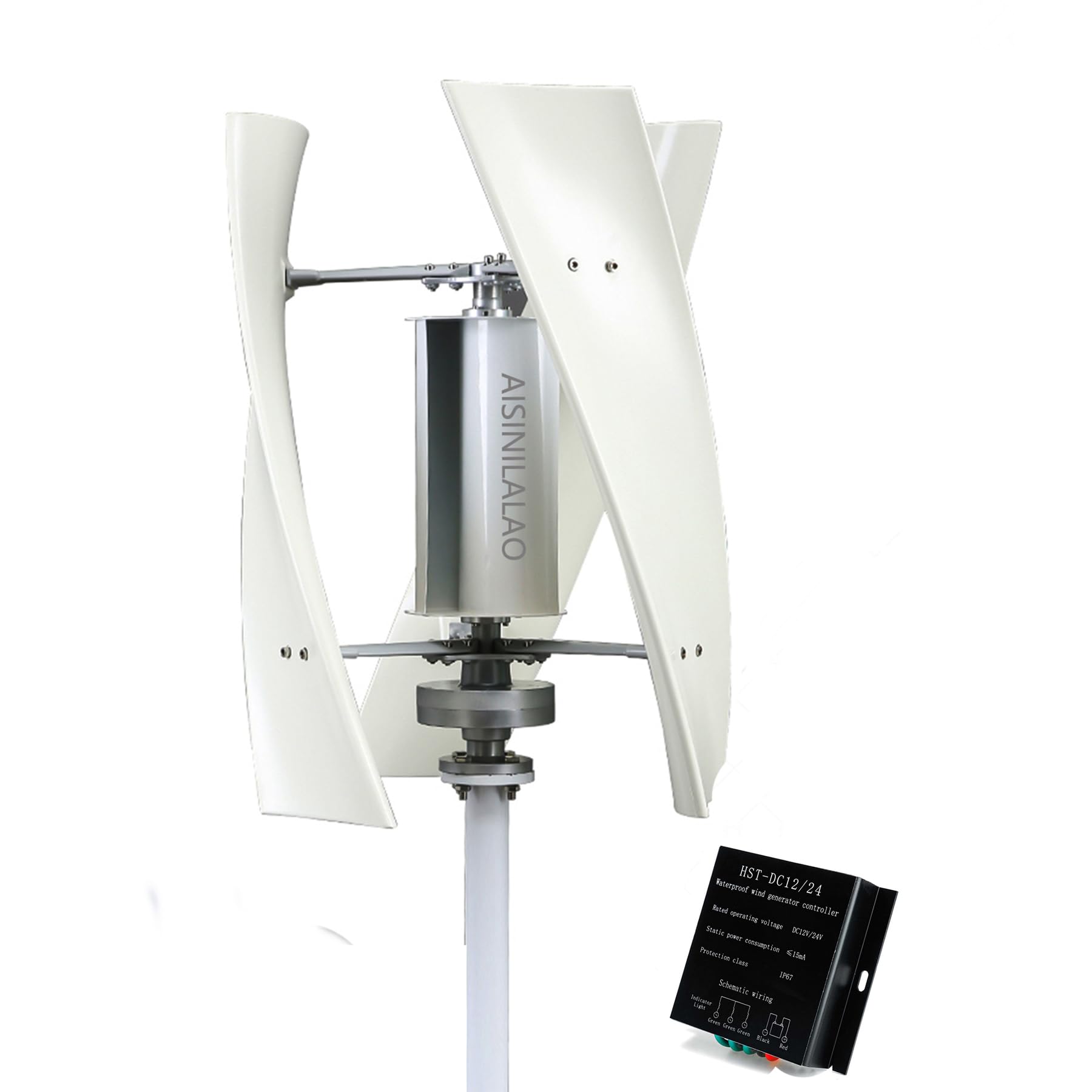 Kit Generatore Eolico Verticale Da 4500 W, Generatore Di Energia Eolica 24 V/220 V per Applicazioni Marine, Camper, Casa, Adatto A Sistemi Ibridi Solari Ed Eolici.