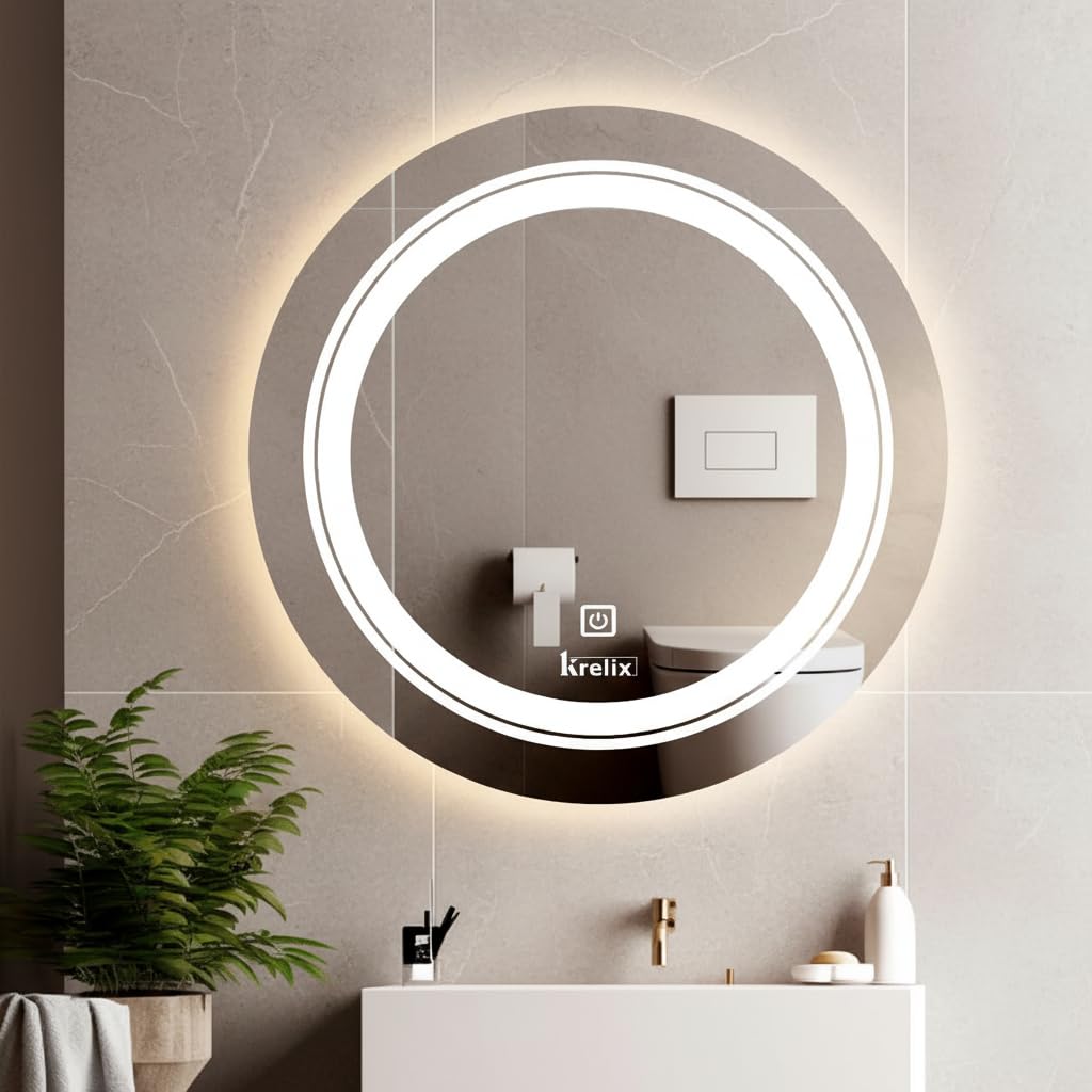 16X16 inch Round Wall Mounter Mirror with Led Light for Wash Basin with Smart 3 Light Tone (Cool White,Natural White and Warm White)-image-24