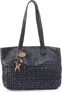 Woven Leather Shoulder Bag For Women - Medium Tote Bag - Handbag With Multiple Pockets - Matilda