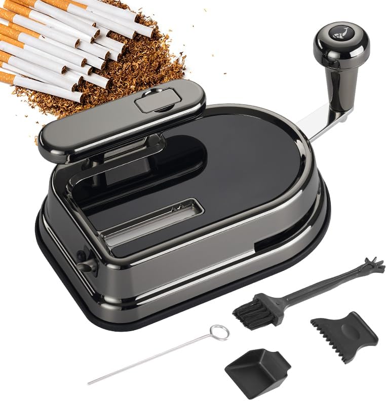 Cigarette Rolling Machine Manual Tobacco Rolling Machine Hand Operation Injector Suitable for 0.31 inch/8 mm Diameter Pipes (Silver)