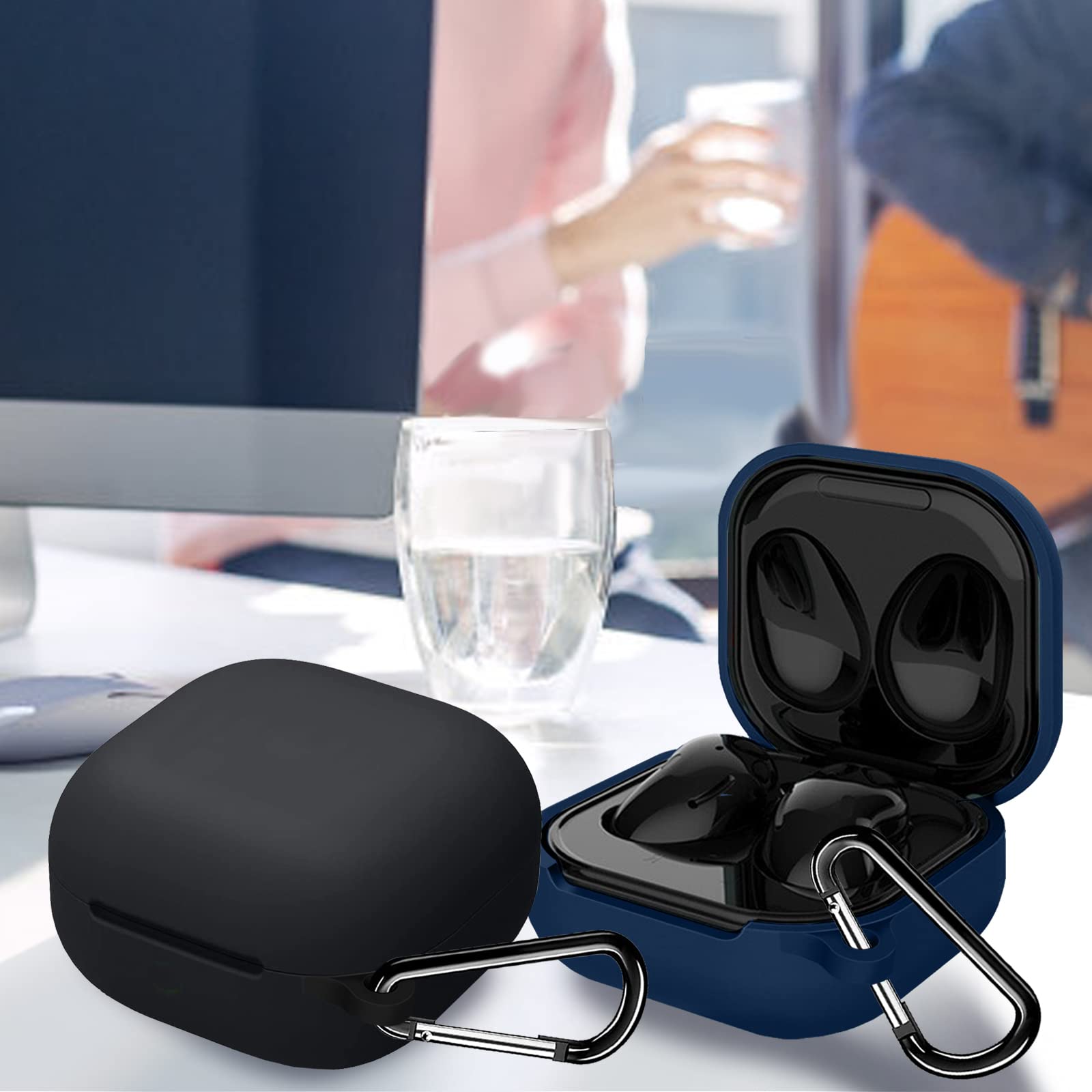 elago Siliconen Hoesje met Sleutelhanger Compatibel met Samsung Galaxy Buds FE (2023), Galaxy Buds2 Pro Case (2022) Kompatibel met Galaxy Buds2, Buds Pro Case (2021), Live Case (Zwart