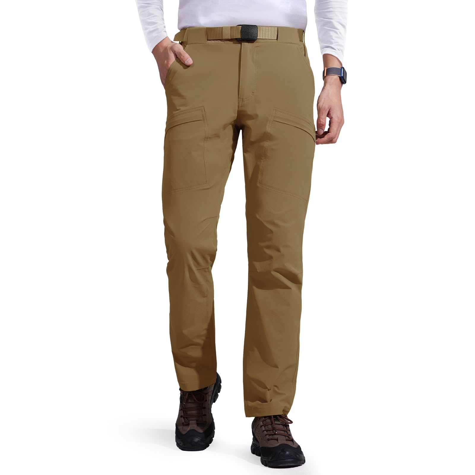 FREE SOLDIER Mens Warm Insulated Waterproof Fleece Lined Pants Outdoor Rain Hiking Thermal Pants