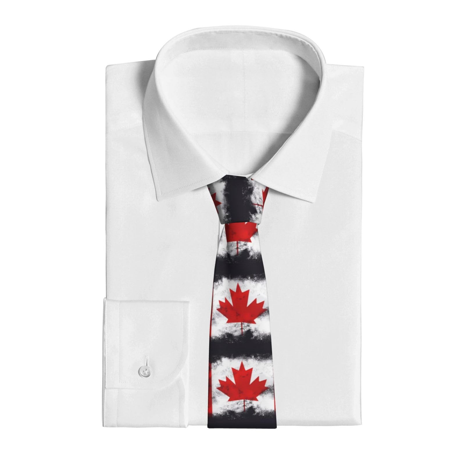 LamaMe Canadian Flag Anti-Floating Buckle Design Tie For Daily Work Wedding Banquet Dress With Holiday Birthday Gift