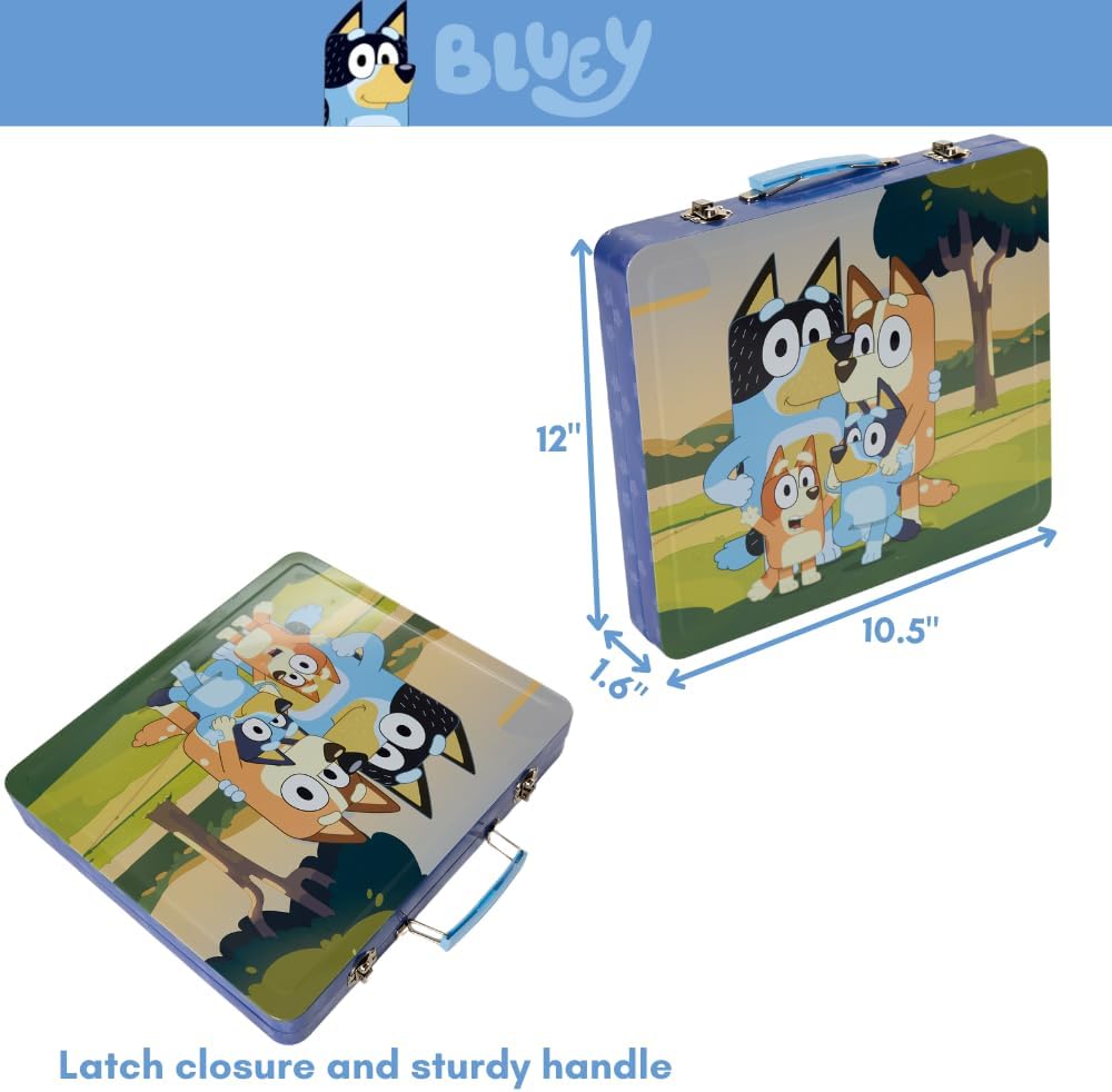 Innovative Designs Bluey Deluxe Activity Set with Carrying Tin, Coloring Sheets, Stickers, Scratch Art Sheets, & Art Supplies