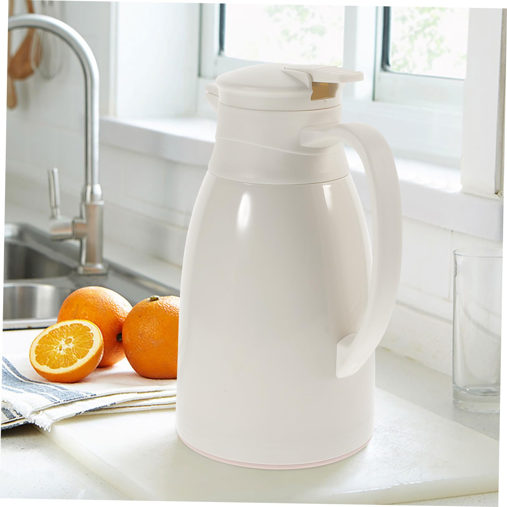 Bouteille Isotherme D’eau Chaude 1 L en Verre Blanc Poignée