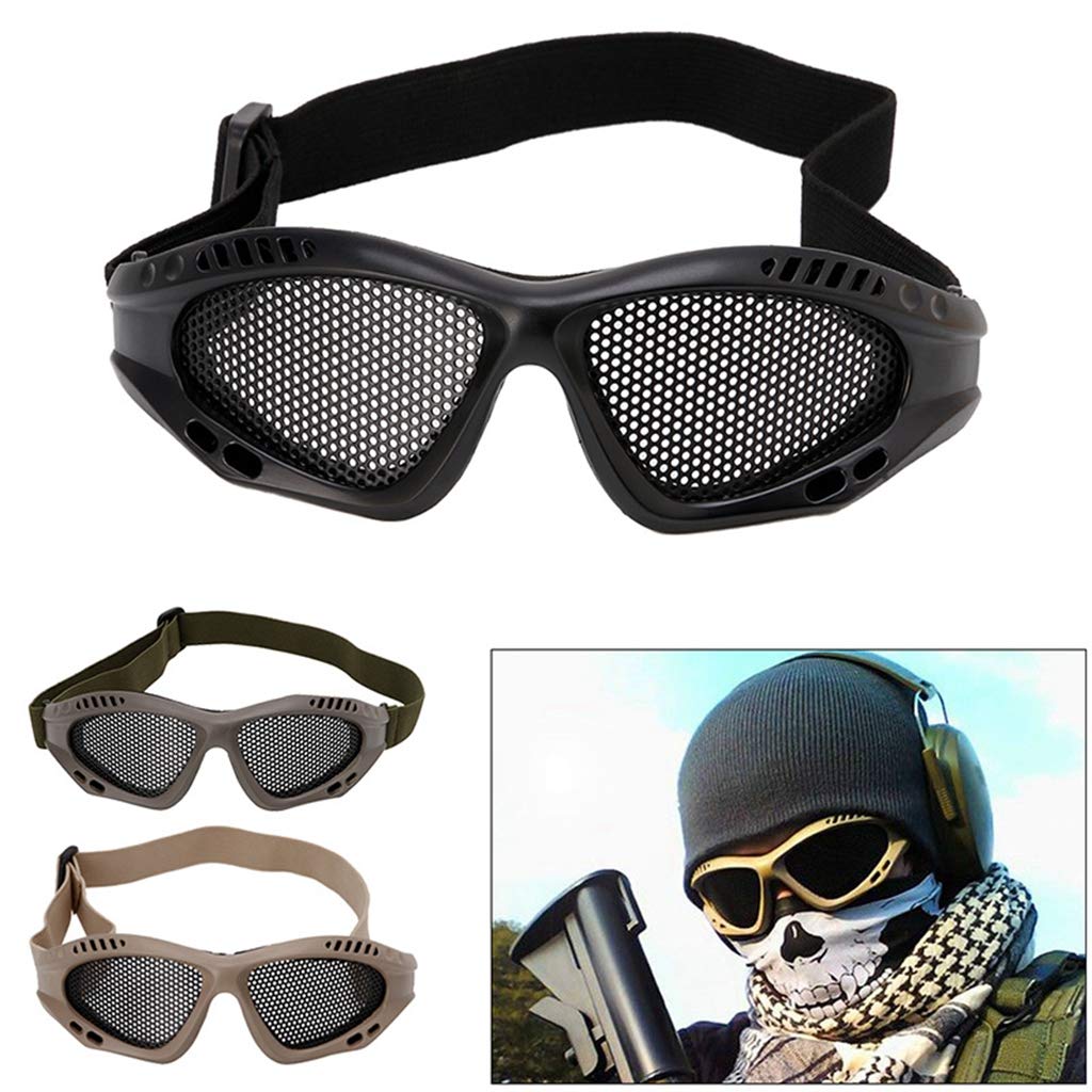 Lergo - Occhiali tattici per moto, Airsoft, protezione degli occhi, anti appannamento, in metallo