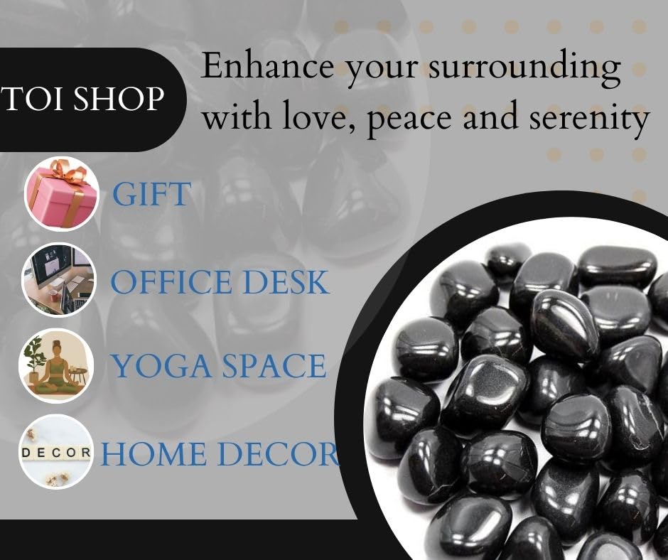 Image of Black Agate Tumble /Pebbles Stone. for Reiki, Crystal, Vastu, Fang Shui Aura, Home Decor, Office Decor, Gifting, Good Luck, showpiece etc. (Black, 400 gm)
