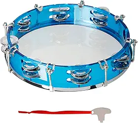 Conjunto de Tambor de Pandeiro Portátil Alegre 10 Polegadas para Performance na Igreja, Crianças e Adultos, Vermelho (Azul)
