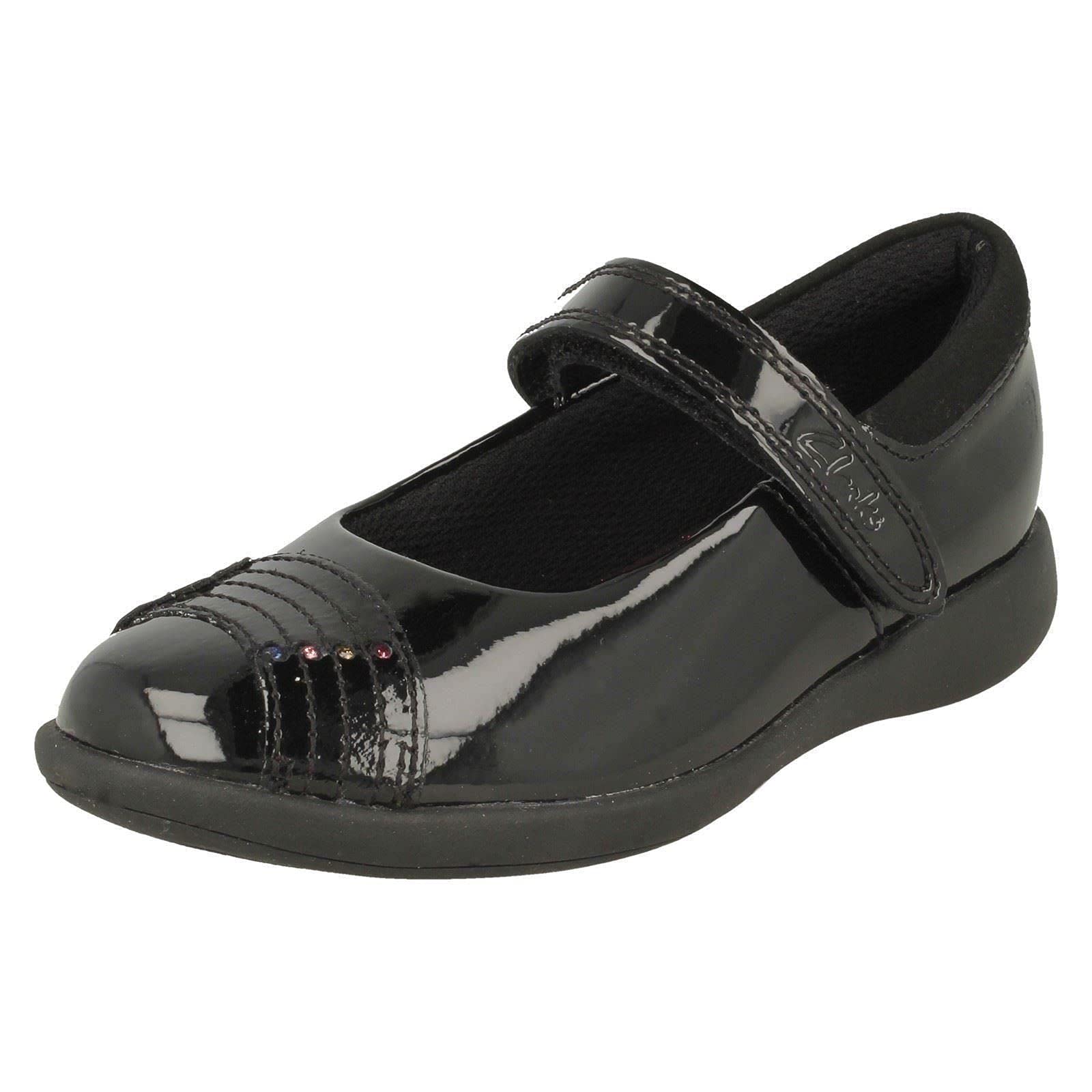 Clarks Girl's Etch Beam K Ballet Flat, Black, 2 UK Narrow