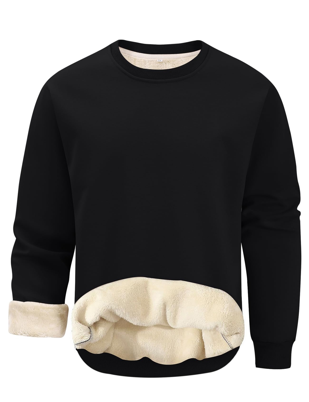 Mens Fleece Crewneck Sweatshirts Sherpa Lined Pullover Winter Warm Shirt