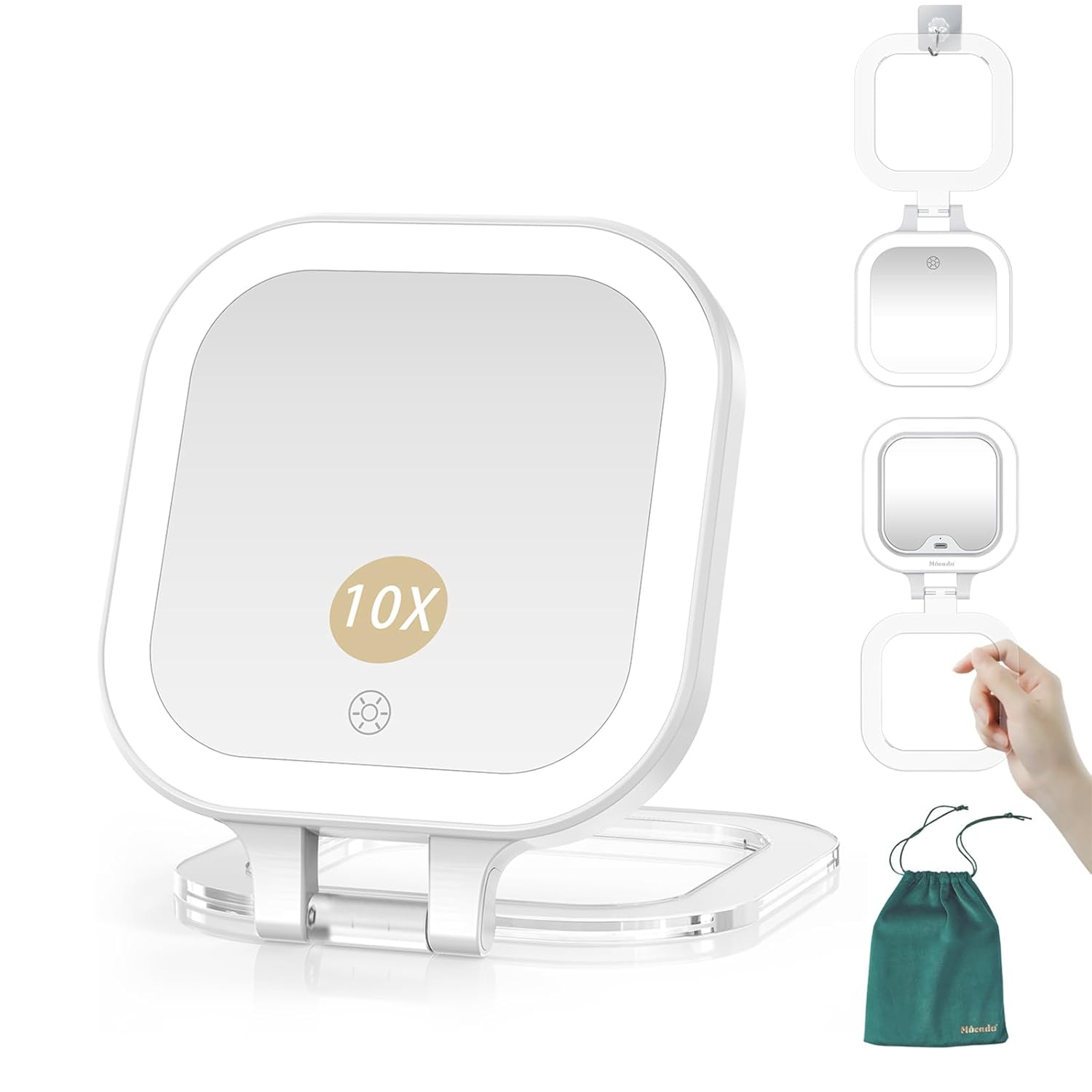 SisKokoro Compact Mirror, Rechargeable 30X Magnifying Mirror with 3 Lighting Modes & Dimmable Brightness, Portable Travel Makeup Mirror with Light, Essentials for Travel, Pocket, Purse Pink