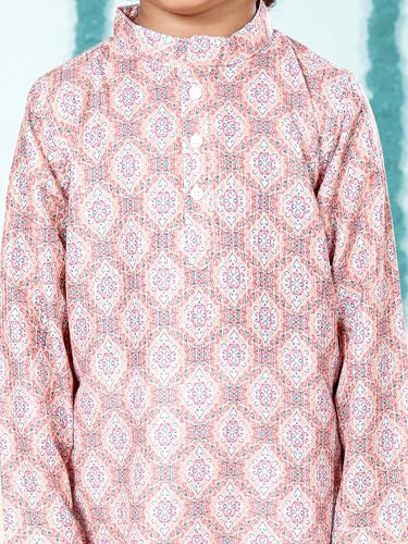 Image of KiddoPanti Boys 100% Cotton Ethnic Motif Printed Short Length Kurta