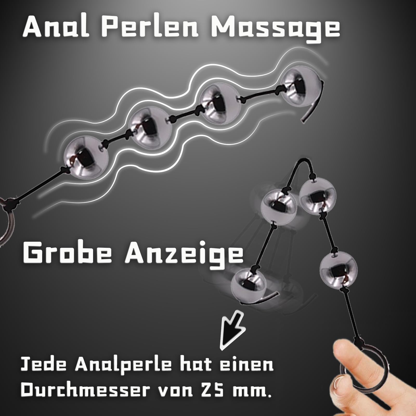 Perline anali catena anale con 4 perline anali, perline anali per uomo donna perline anali extra large plug# per uomini Xxl donne dildo anale per donne palla anale giocattolo anale per uomini（25mm）