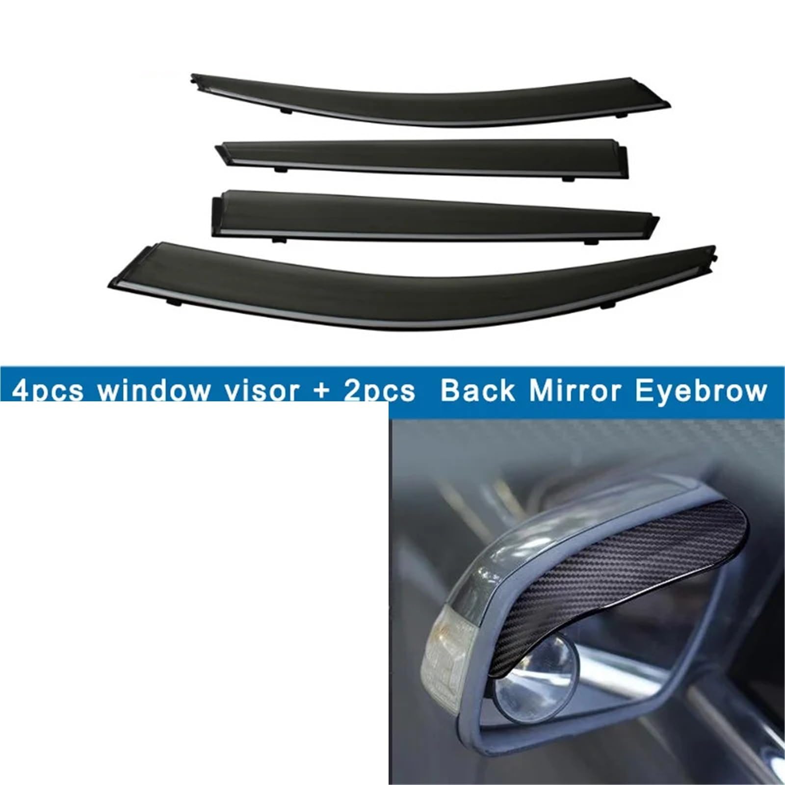 Deflector Viento ventanilla Protector De Ventana para Groove para Baojun 510, 2017, 2018, 2019, 2020, 2021, Visera para Coche, contra La Lluvia, Parasol(Chrome Strip-Carbon)