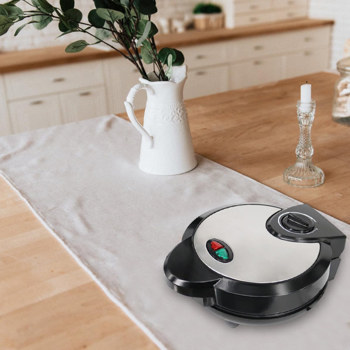 Supvox Elektrischer Eisrollenmacher mit Anti Rutsch Basis aus Kunststoff und Edelstahl Schwarzes Backzubehör für Herstellung von Eiscreme Cones und Rollen zu Hause