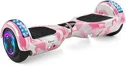 Hoverboard Rosa Camuflado, Scooter de Equilíbrio 6,5' com Bluetooth e Luzes LED para Crianças e Adolescentes