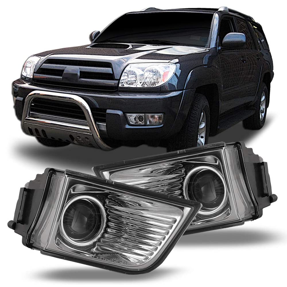 CPW OEM Fog Lights Assembly Fit For 2003 2004 2005 Toyota 4Runner, 1 Pair Driver & Passenger Driving Fog Lamps Replacement (Black Housing Clear Lens)