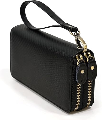 LUYILA Bolso de mano grande de cuero largo para hombre, bolso de mano, monedero de viaje, pasaporte de negocios, funda para teléfono celular,