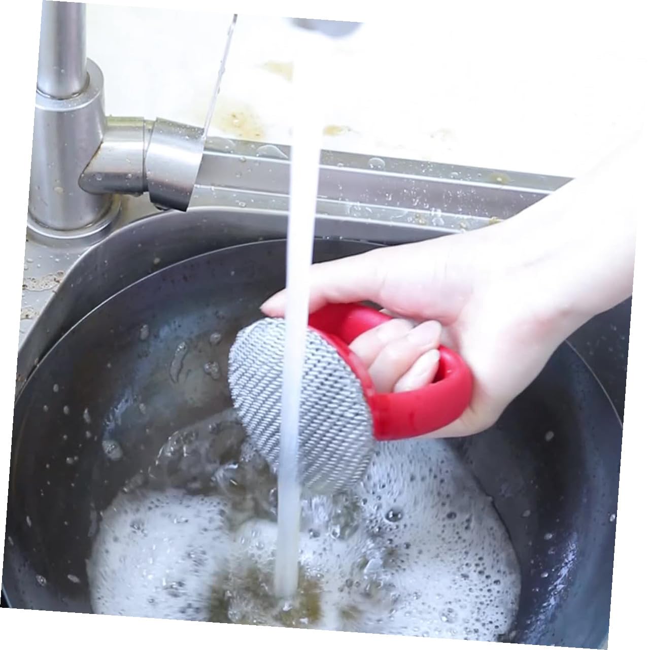 VALICLUD Cepillo de Acero Inoxidable con Anillos Soldados Diseño Ergonómico Reutilizable para Limpieza de Sartenes y Platos para Limpieza de Cocina y Hogar