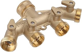 Coletor de torneira de latão de 4 vias, divisor de mangueira de jardim de 4 vias de latão G3/4 adaptador de mangueira de torneira de água conector de válvula