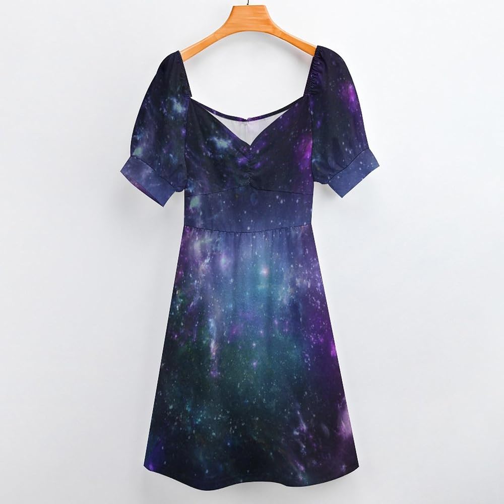 Amazon.com : Blue Purple Galaxy Women's Swing Dress Puff
