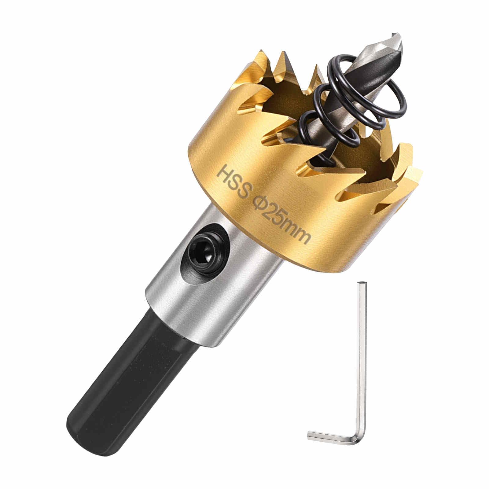 DTGN 31/32" Hole Saw 4341 High Speed Steel - 25mm Hole Cutter - Good for Thin Metal/PVC/Acrylic/Plastic/Wood Board - Gold