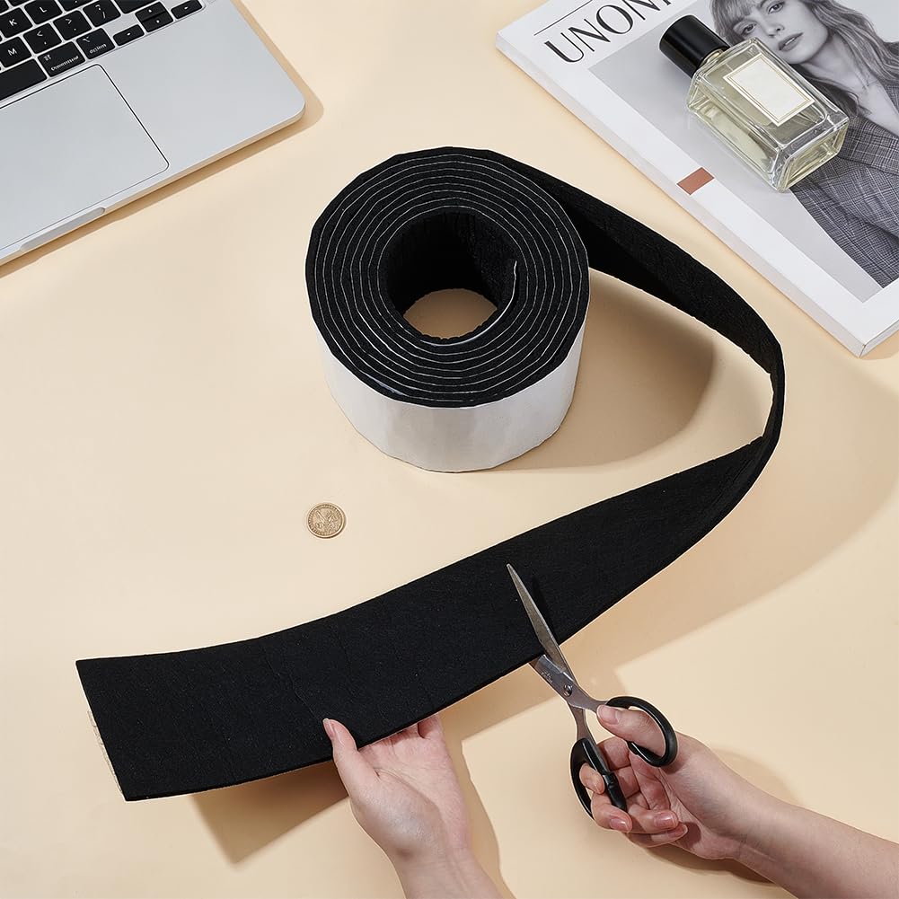 OLYCRAFT 5m Strisce In Feltro con Retro Adesivo Striscia In Feltro Autoadesiva Nera 10cm di Larghezza Striscia di Protezione per Mobili Protezione Antigraffio Del Pavimento Sigillatura Delle Finestre