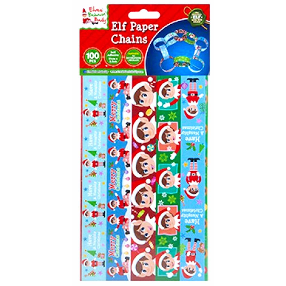 Ditzy Doll Elf Paper Chains - 100 Pack Decorations Christmas Xmas Elves Fun
