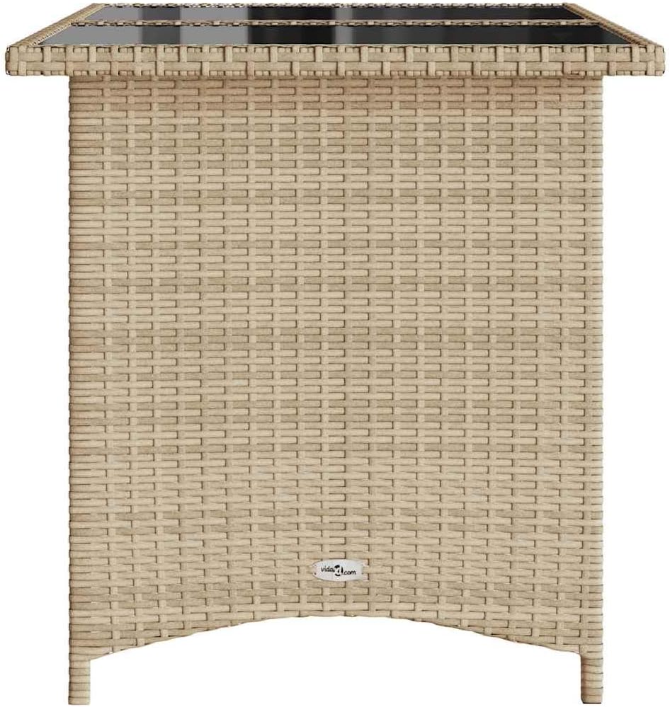 Garden Coffee Table Beige PE Rattan with Powder-Coated Steel Frame and Tempered Glass top Rectangular Outdoor Table for Patio Furniture and Outdoor Patio Setup