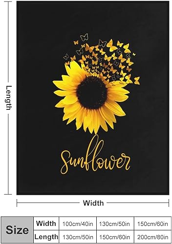 Miniatura 2 de Manta de girasol, suave, cálida, ligera, de franela, de vellón, regalos de girasol, para mujeres, hombres y adultos, 60 x 50 pulgadas