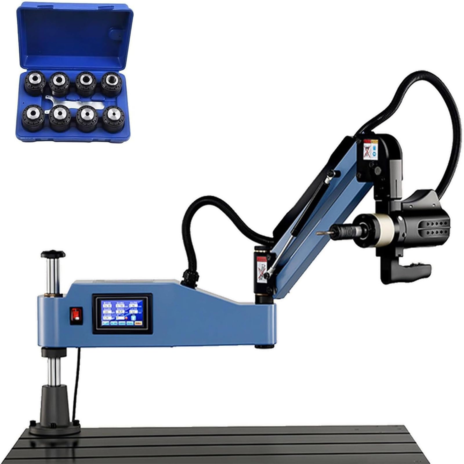 BOOZXCV 0-312rpm/min Electric Tapper Machine Tapping Arm 8Pcs Standard Collets Universal Type Flexible Arm Nut-Tapping Machine