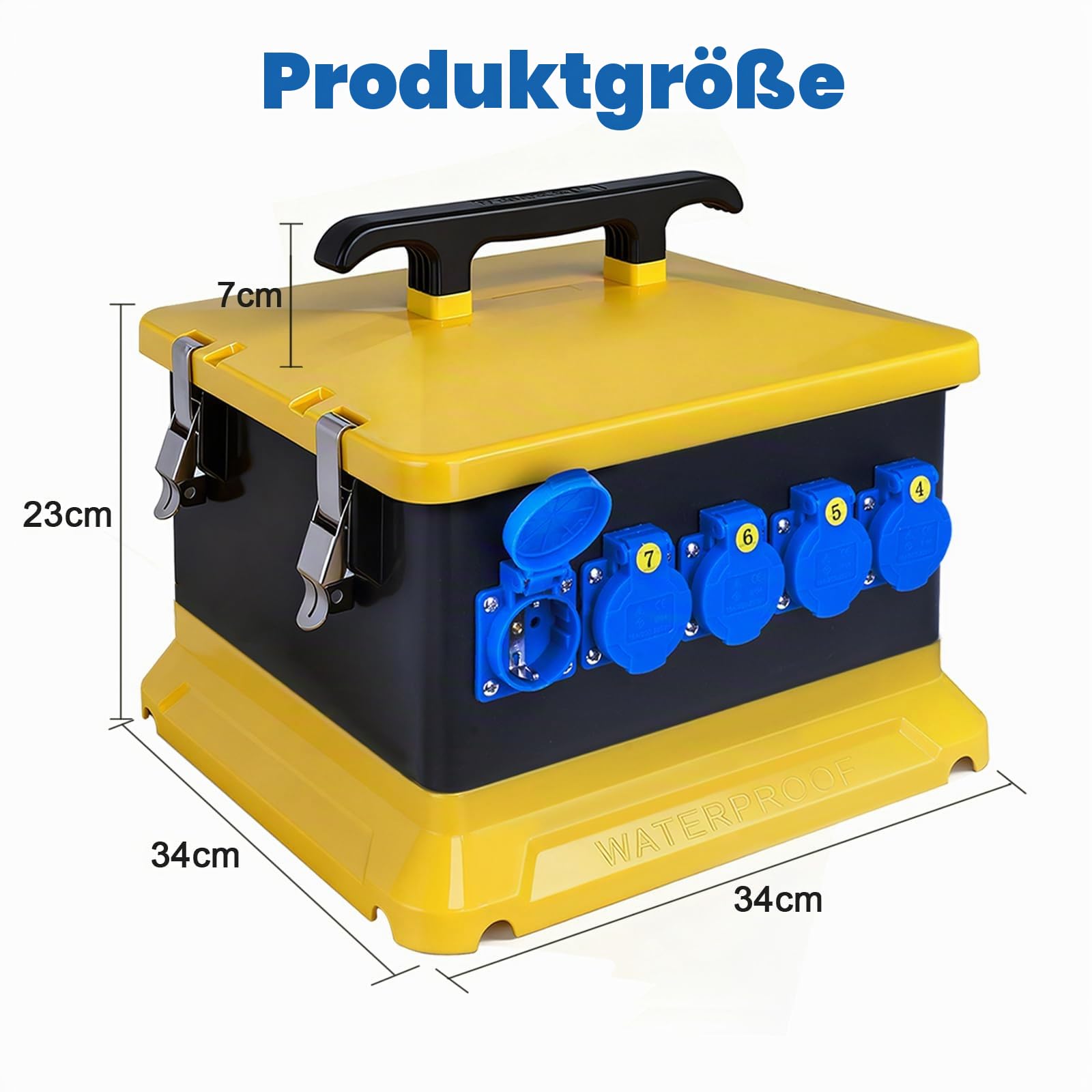 Baustromverteiler 30 Module mit Leitungsschutzschalter,IP54 Wasserfest Tragbare Steckdosenbox mit IP54 230V/16A Schuko Steckdose und IP44 CEE Steckdose 400V/16A für Baustelle Werkstatt