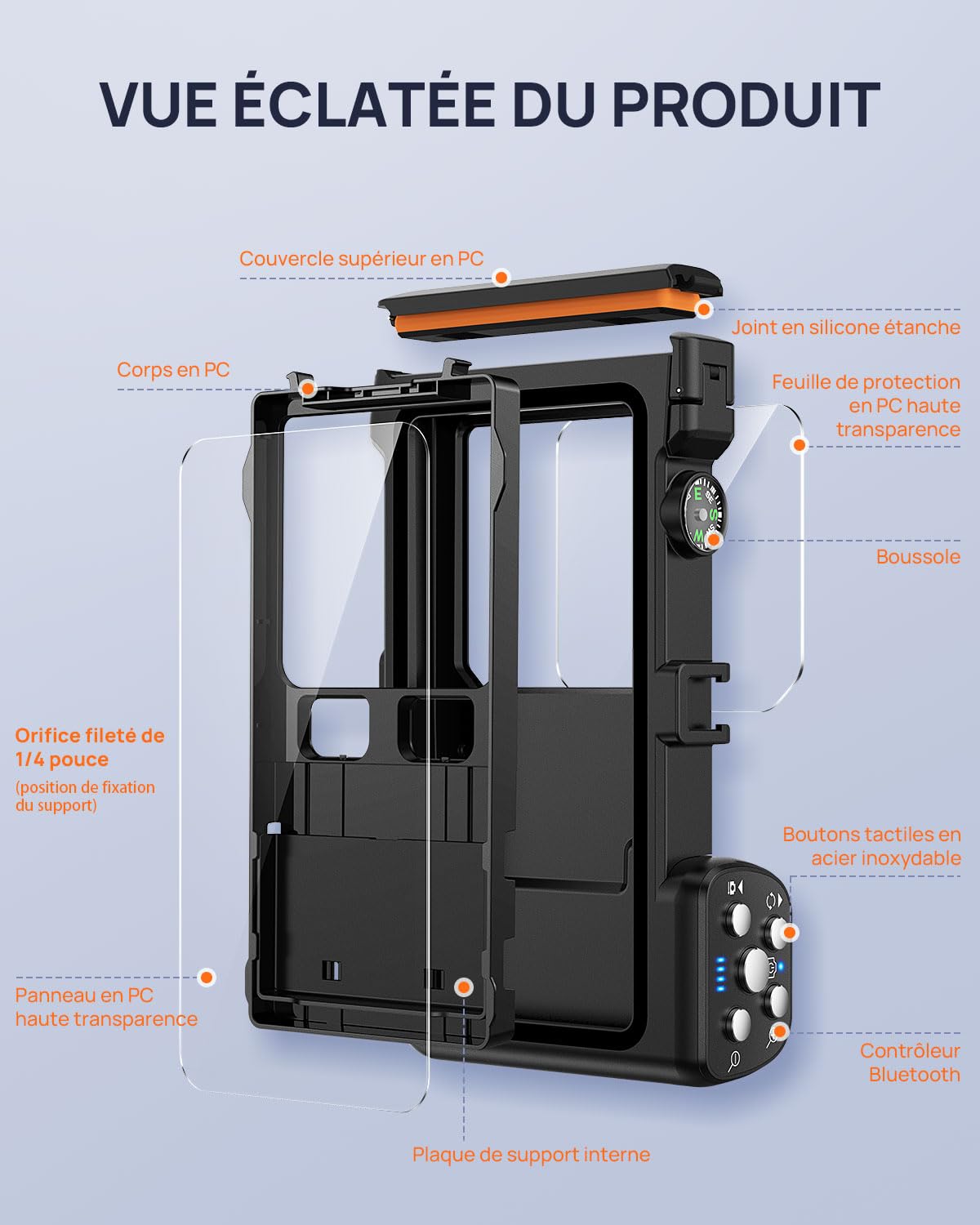 Pochette Étanche Smartphone, IPX8 15M Compatible avec Bluetooth