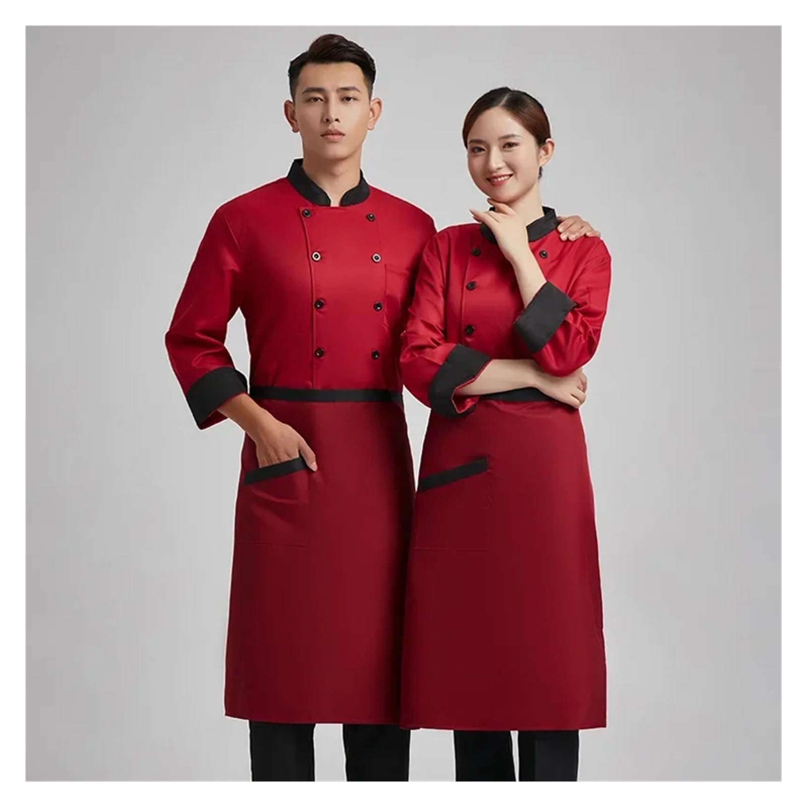 Koch Jacke Kochkleidung Langarm Zweireihig Küchenkleidung Hotel und Restaurant Arbeitskleidung for Männer Restaurant Back Kitchen(Bai-Duan,4XL)