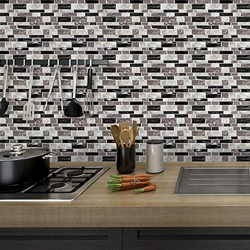 STICKGOO Marble Look Peel and Stick Tile Backsplash, Kitchen Backsplash Peel and Stick, Decorative Self Adhesive Backsplash Tiles in Granite (Pack of 1, Thicker Design) - Thumbnail 4