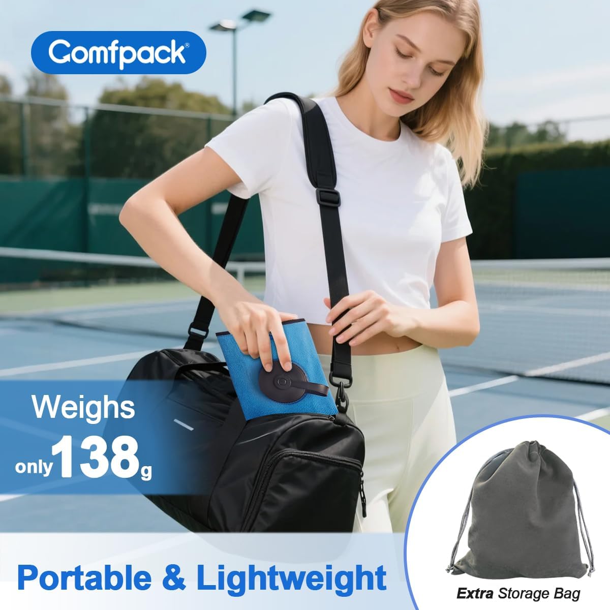 Comfpack Bolsa de hielo recargable para aliviar el dolor de hombro, bolsa fría de viaje con correas para lesiones, puño rotador, hinchazón, dolor muscular, recuperación después de la cirugía