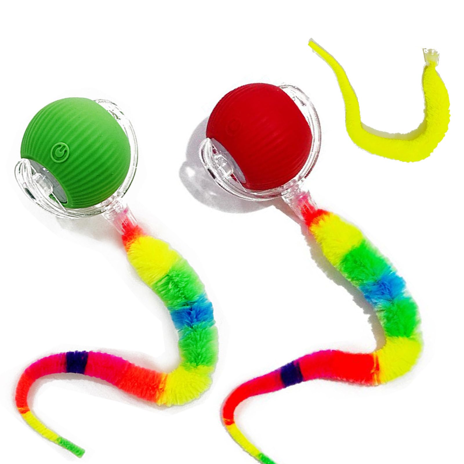 JinRui-T 2 PCS Interactive Cat Toy Rolling Ball Chewie Viral Dog Ball with Tail, Smart Automatic Rolling Pet Balls,Automatic Moving Electric Cat Toy