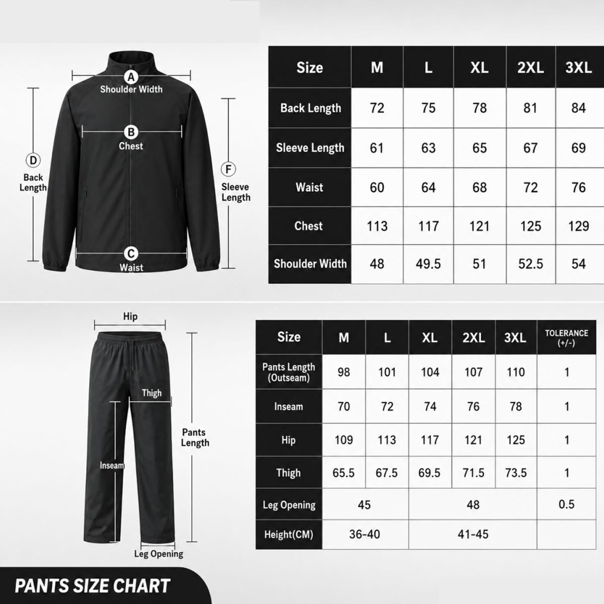 Unisex-Motorrad-Regenanzug für Erwachsene 3-teiliges atmungsaktives wasserdichtes und reflektierendes Regenanzug-Set mit Kapuze ultradünne Regenbekleidung Jacke Hose und Traget(Size:2XL,Color:Schwarz)