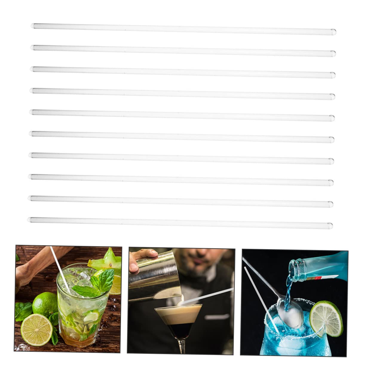Cabilock Cocktail Stir Sticks Set 10 Pcs Glass Stirring Rod Drink Stirrer Honey Mixing Stick Tools
