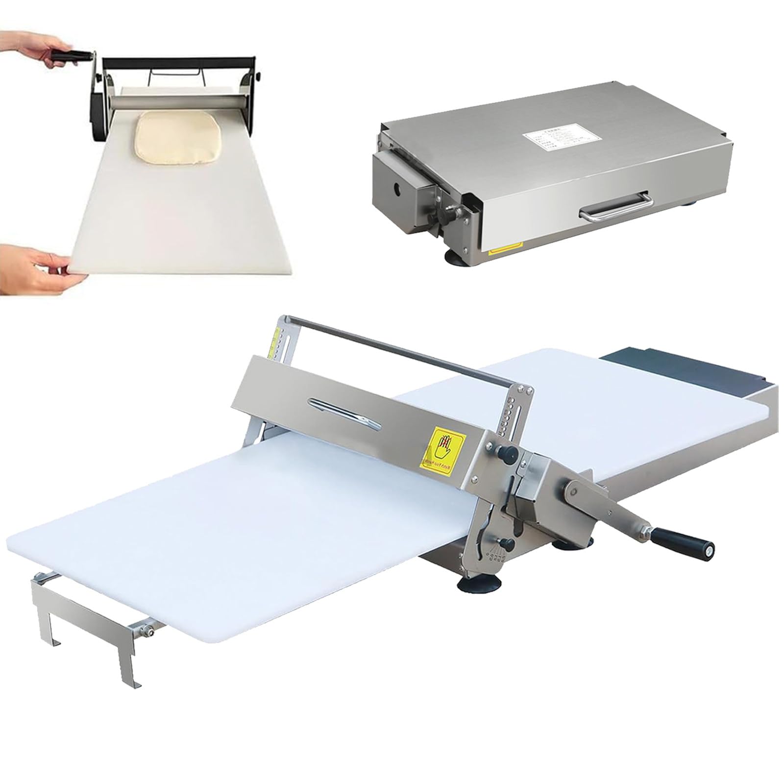 Sfogliatrice per Pasticceria e Pizza – Macchina Manuale in Acciaio Inox con Regolabile 0-25 mm, Design Pieghevole da Banco, Perfetta Come Sfogliatrice per Impasto 300-Model