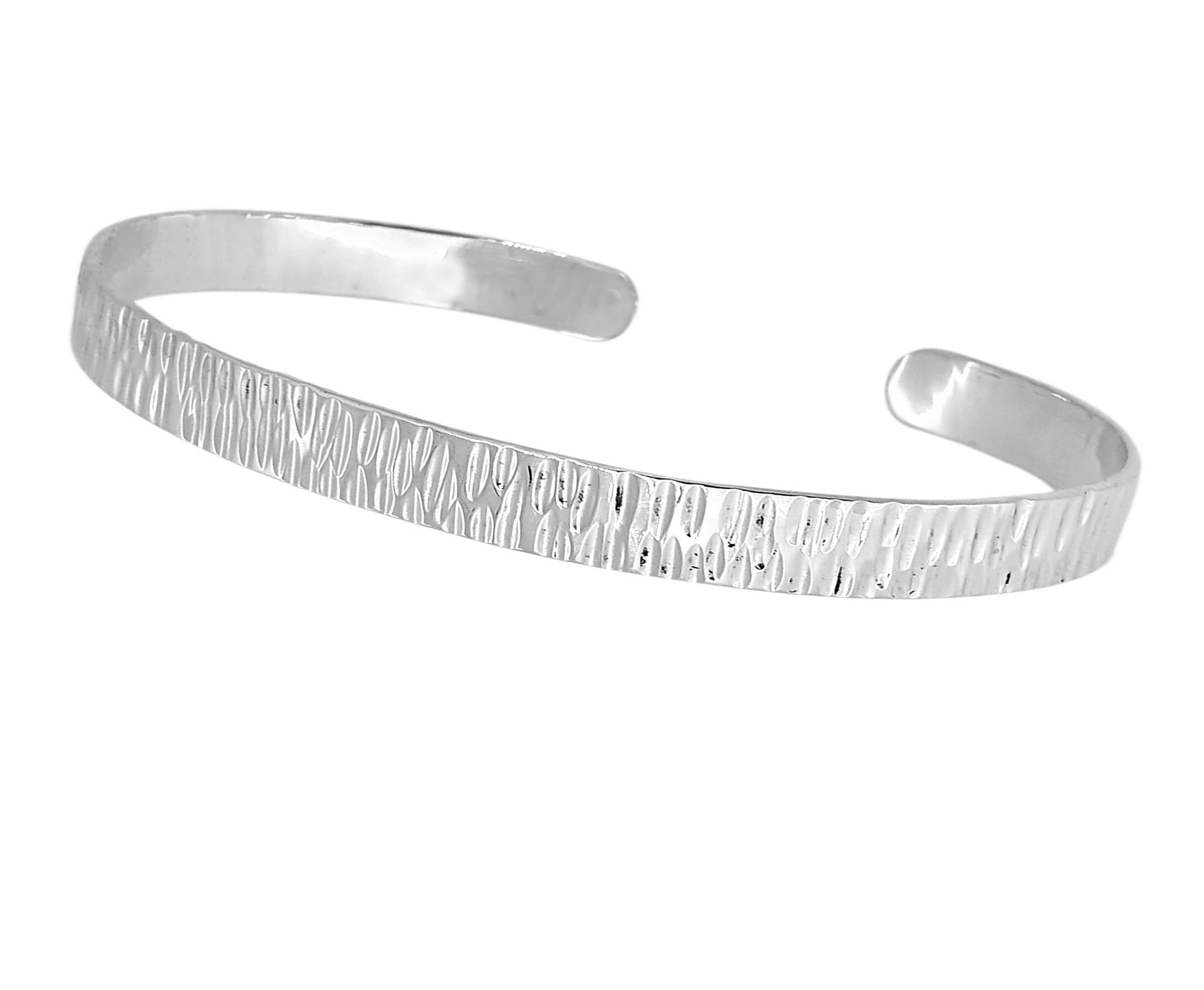Bracciale Rigido in Argento 925 Massiccio per Donna – Bracciale Cuff Martellato in Argento Sterling – Bangle Elegante e Regolabile