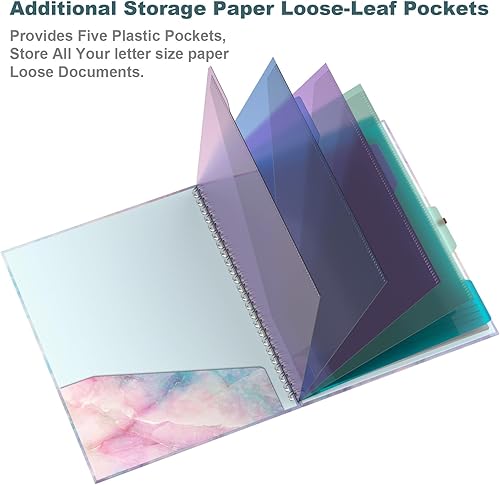 Miniatura 107 de Hongri Clipboard Folio with Refillable Lined Notepad, 8.5 x 11 Folders with Storage 10 Pockets, Spiral Portfolio, Size 12.8x 9.7 in, Office & School