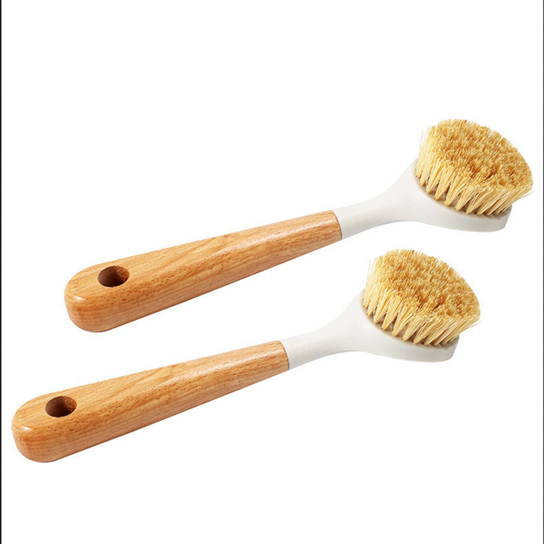 GOZAR 2Pcs Sisal Manico in Legno Pentola Spazzola di Scrubbing Manico Lungo Cucina Pulizia Pentola Pennello Pentola Non Stick Pentole Pentole Ciotola Piatto Pennello