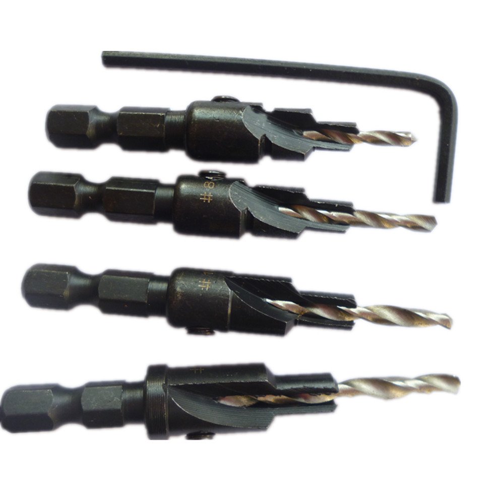 4pcs 6 8 10 12 1/4 Hex Quick Change Shank Countersink Tapered Drills Bits Cone Reaming Drill