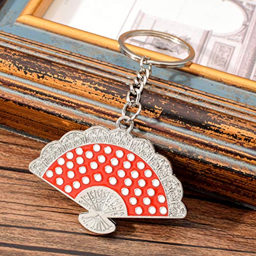 Preisvergleich Produktbild GMTEXTILES Mode Mini Pink Faltfächer Modell Schlüsselbund Klassische fächerförmige Zinklegierung Metall Schlüsselring