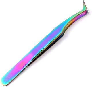 OdontoMed2011Â® Stainless Steel Multi Rainbow Color 3D Eyelash Extension Tweezers Semi Angled Jewelry-Making, Laboratory Work
