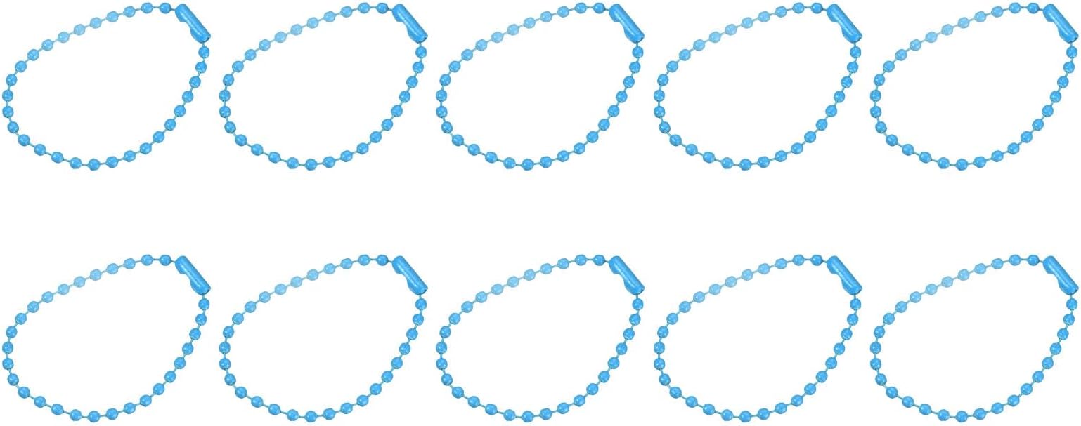 HARFINGTON Ball Bead Chains, 4.72" 36Pcs Pull Chain Extension with Matching Connectors for Key Chains Tags Craft Project Jewelry Making, Blue