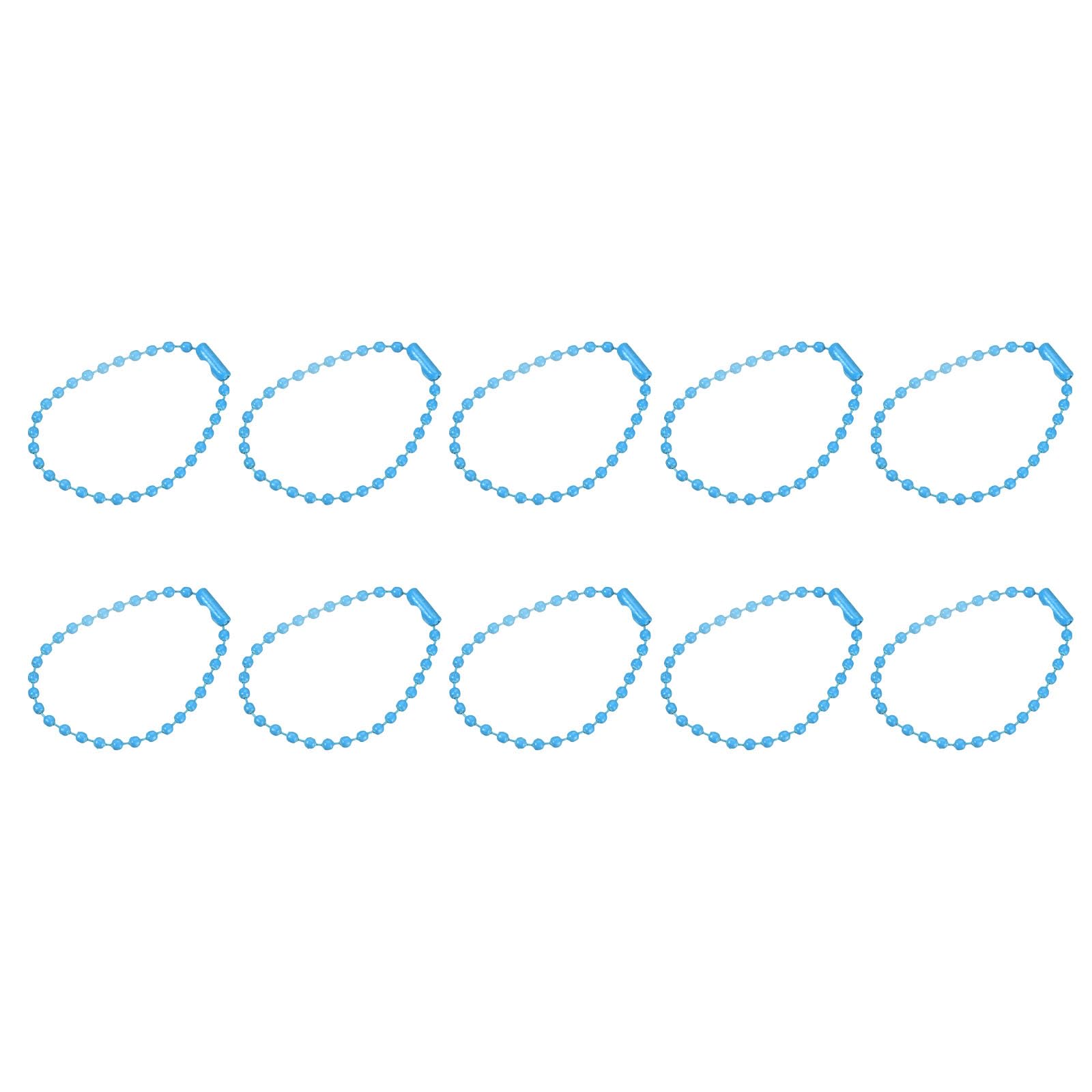 HARFINGTON Ball Bead Chains, 4.72" 36Pcs Pull Chain Extension with Matching Connectors for Key Chains Tags Craft Project Jewelry Making, Blue